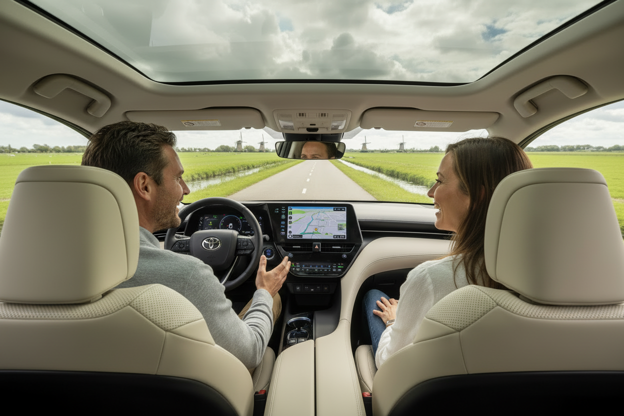 nu nog even uitlijnen dat de auto over de weg rijdt en niet in de sloot